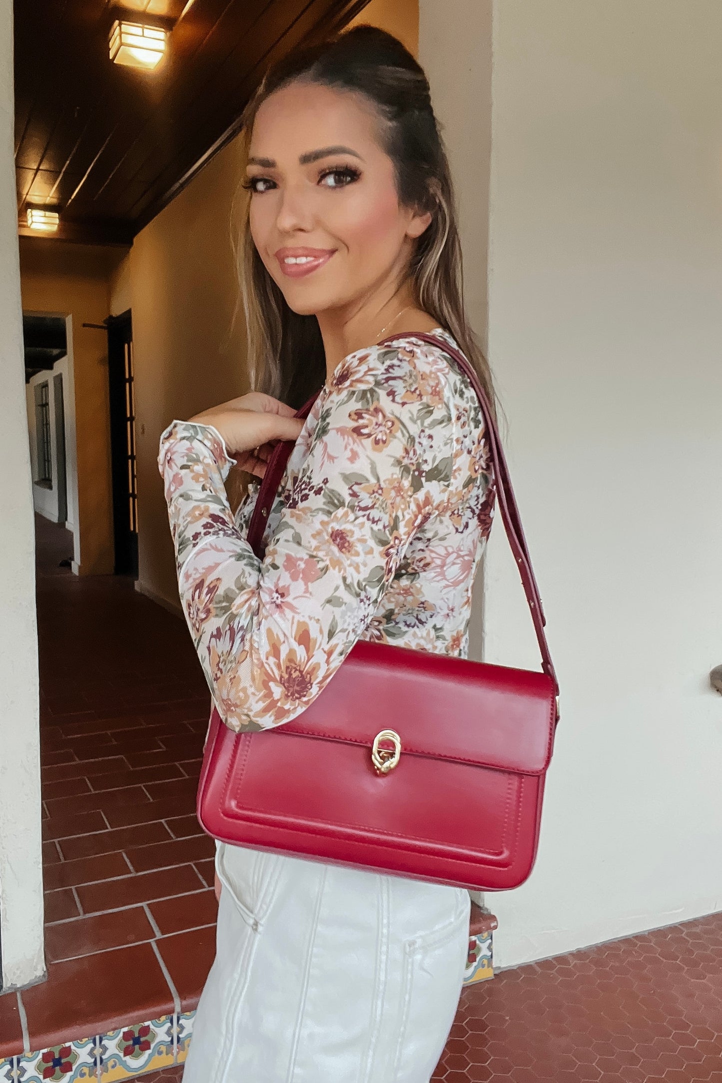 Jessica Red Vintage Shoulder Bag