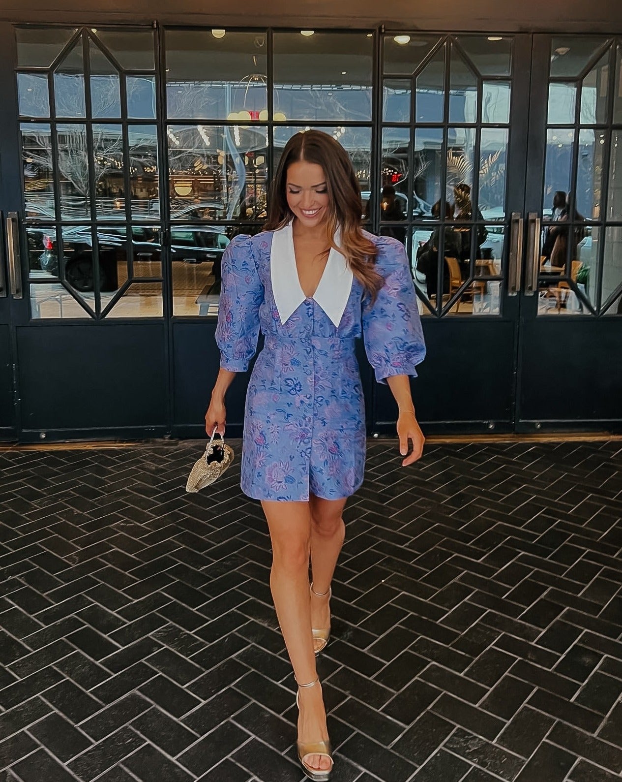 Diana Jacquard Collar Mini Dress