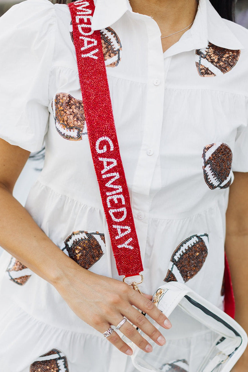 GAMEDAY Beaded Bag Strap | Burgundy & White