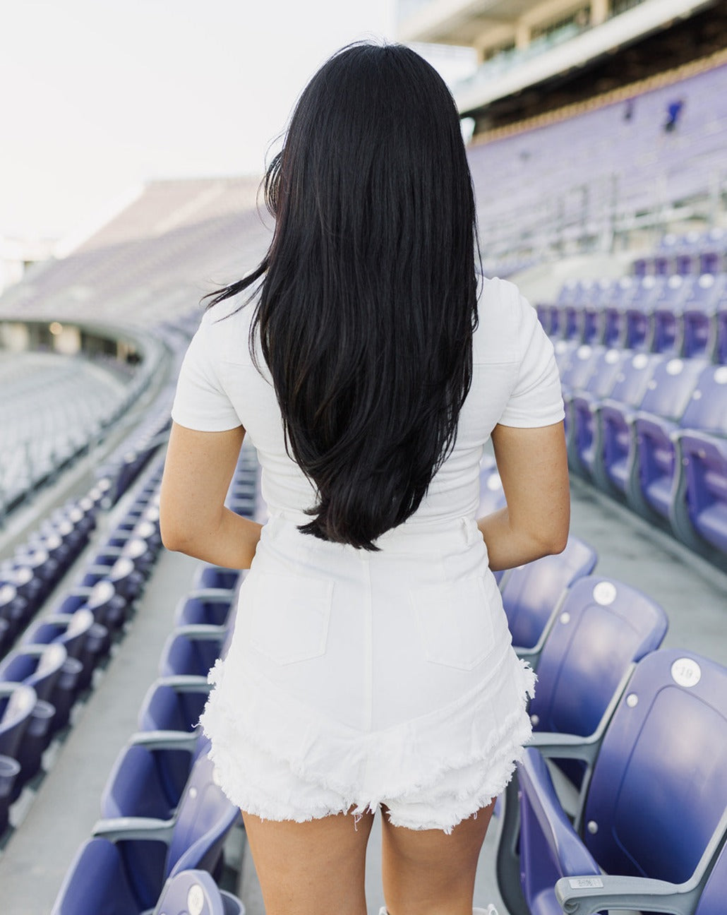 Western White Denim Ruffle Romper