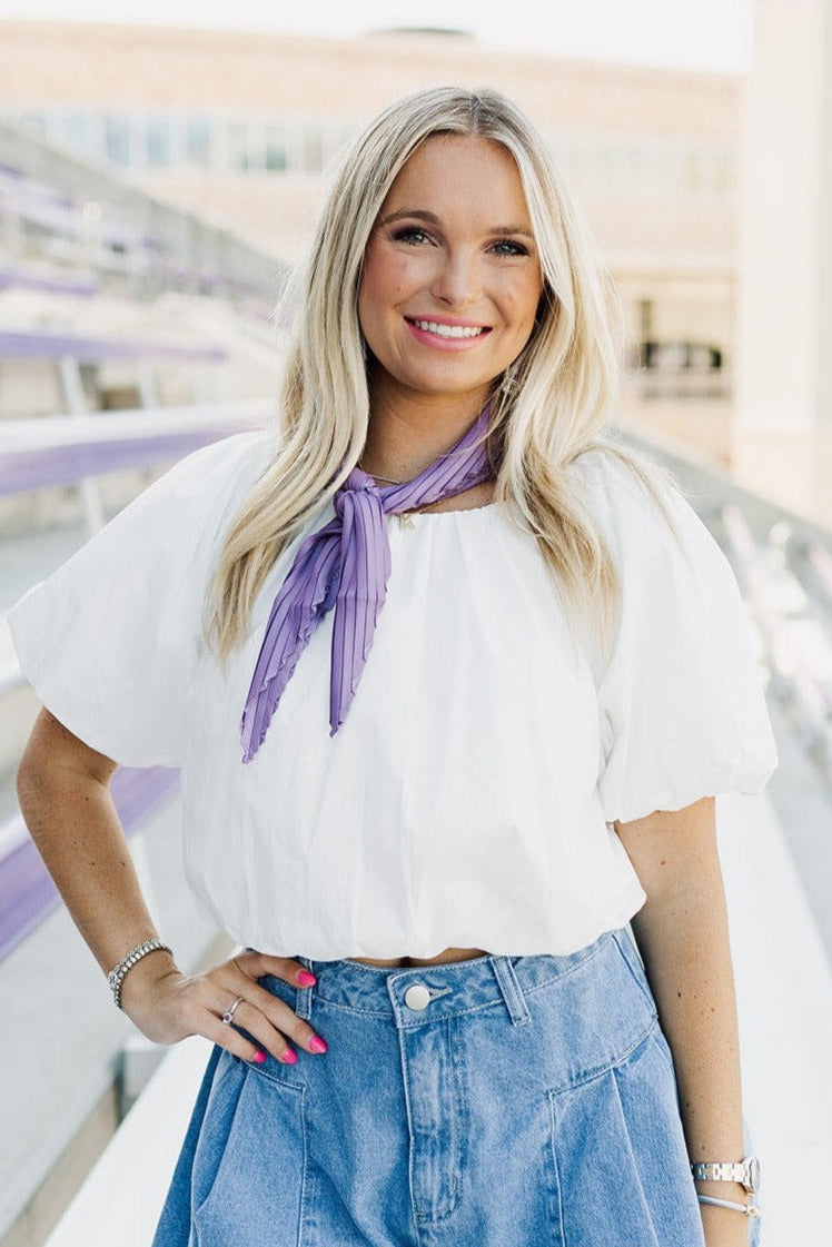 White Bubble Crop Top