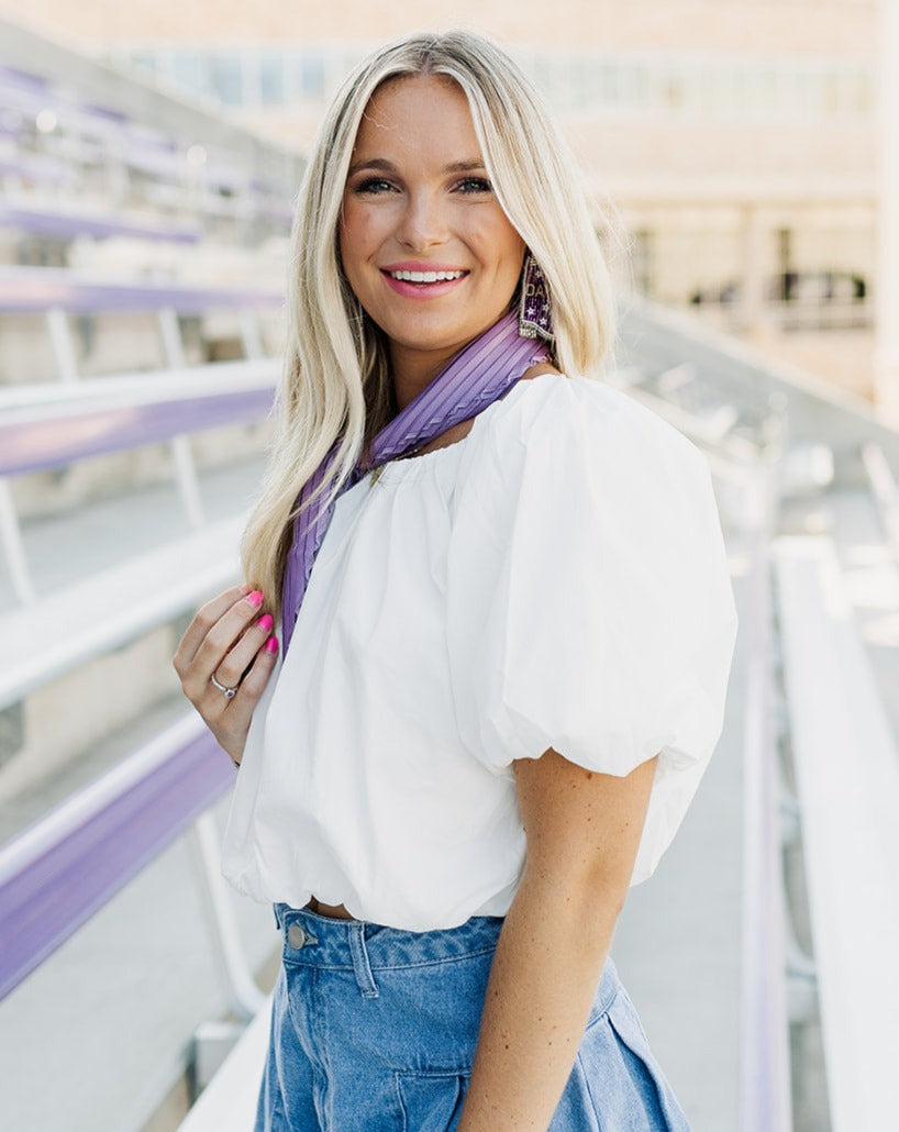 White Bubble Crop Top