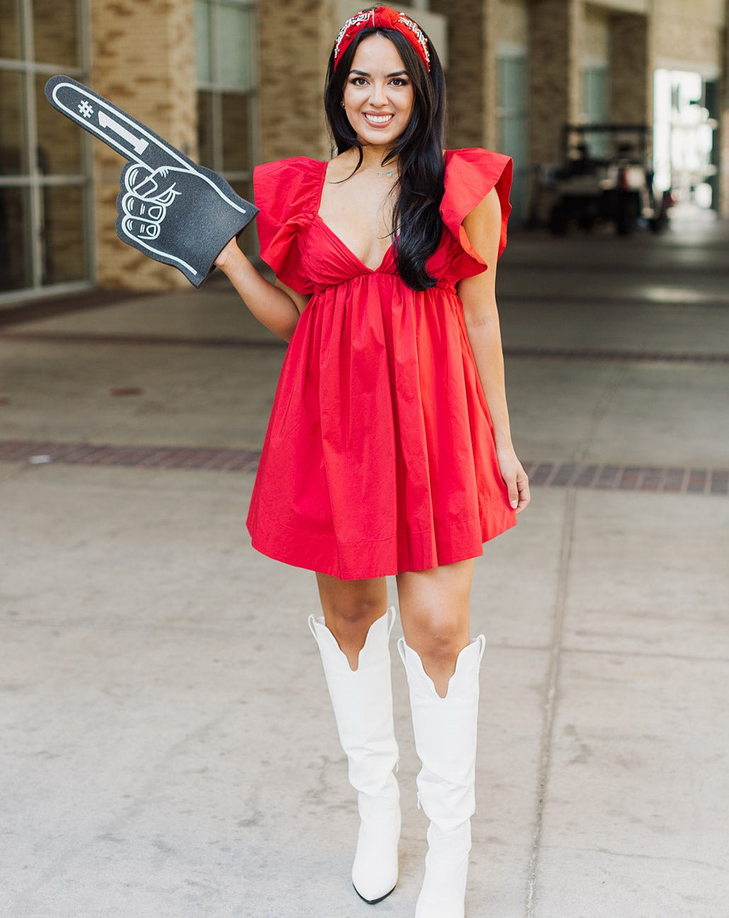 Red Ruffle Babydoll Dress