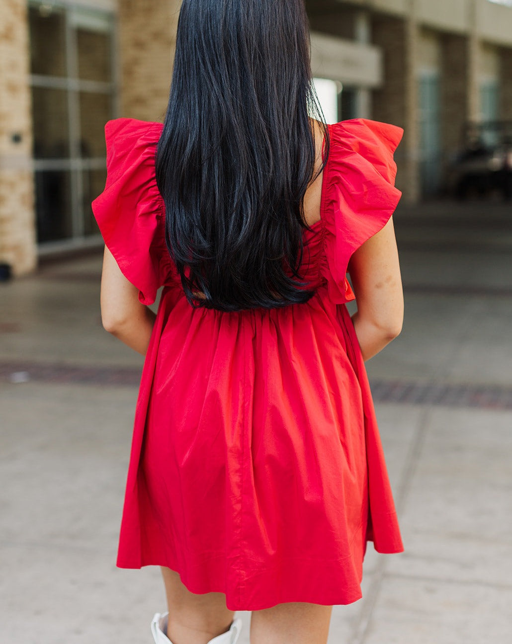 Red Ruffle Babydoll Dress