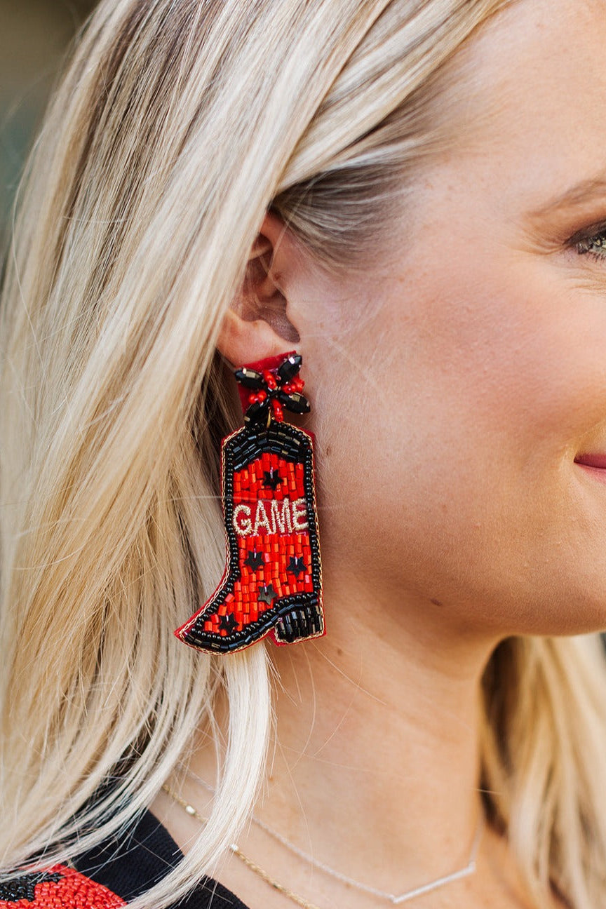 Gameday Boot Earrings | Red & Black