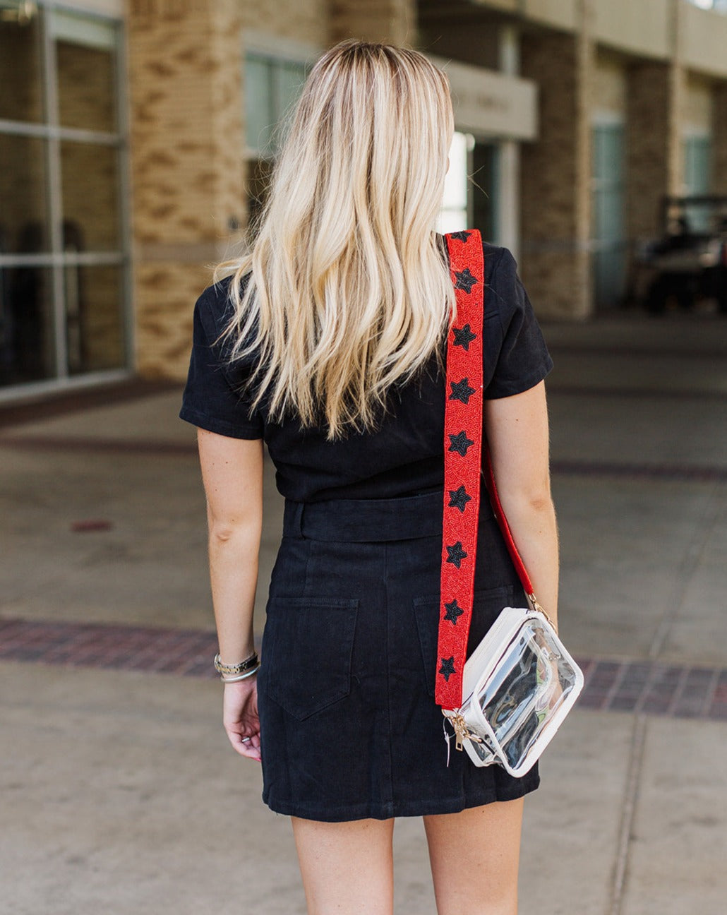 Western Black Denim Belted Dress