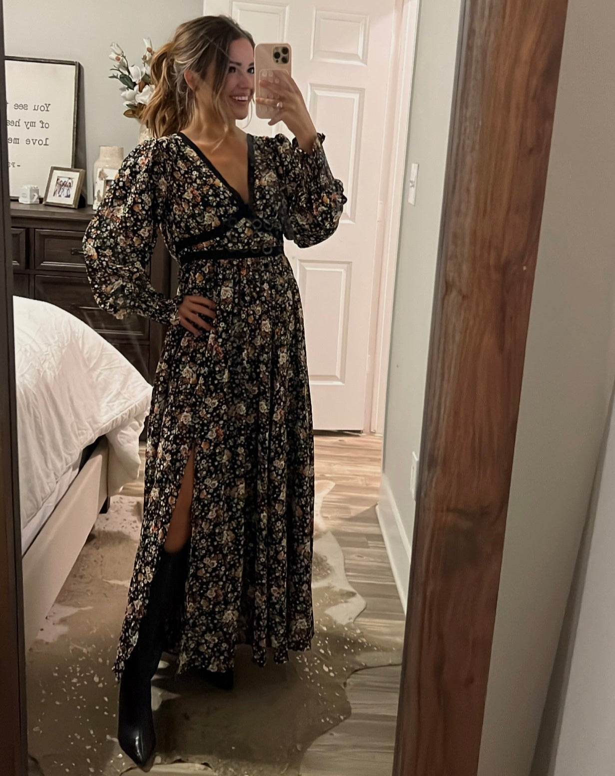 Rosie Autumn Floral Boho Maxi Dress