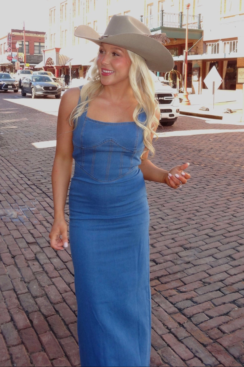 Don't Mind If I Do Denim Maxi Dress