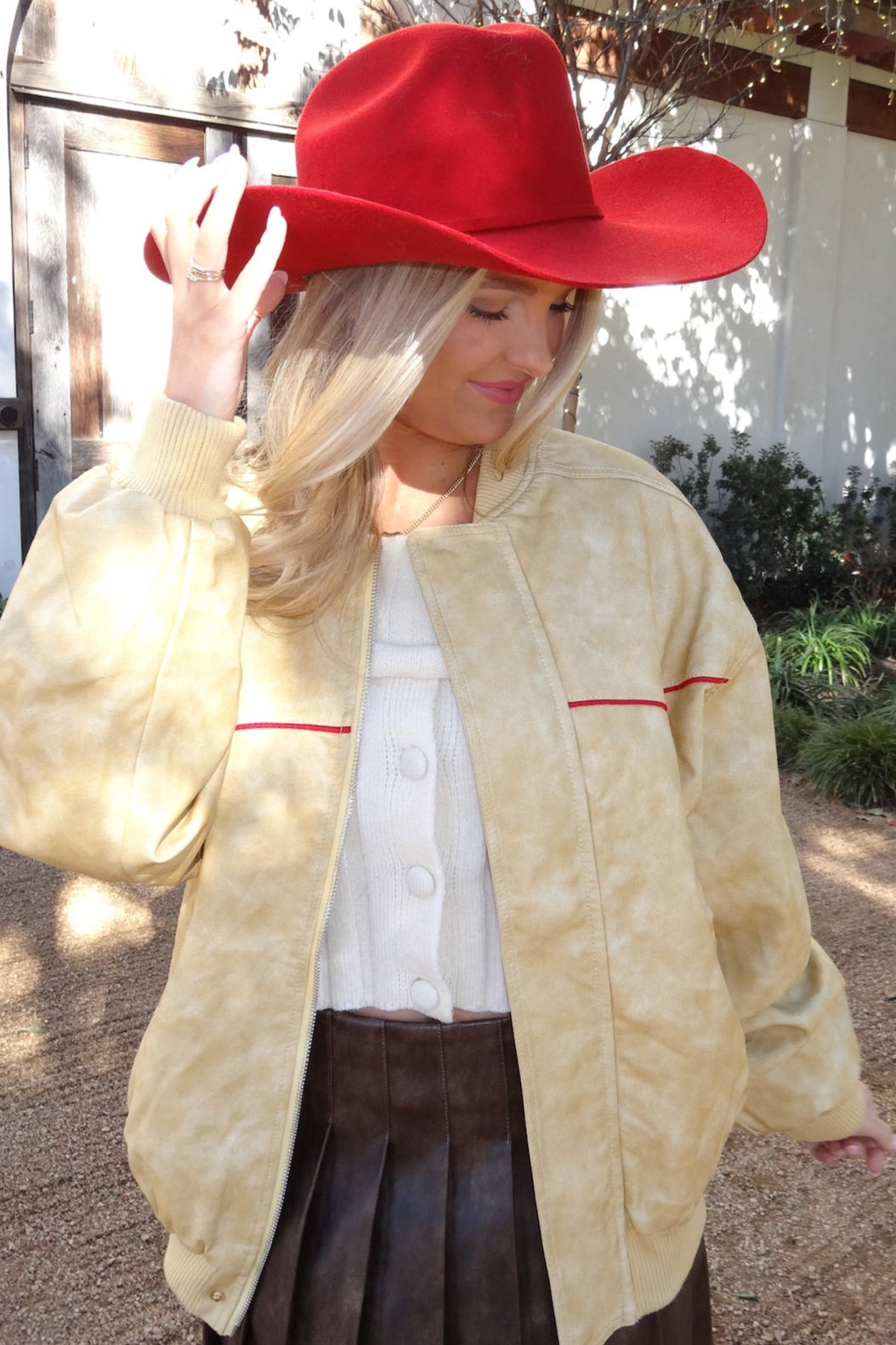 Cowboy Take Me Away Leather Western Bomber Jacket