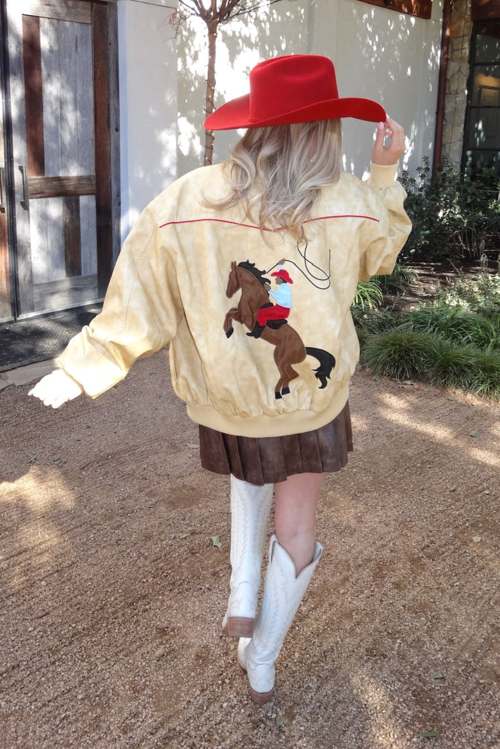 Cowboy Take Me Away Leather Western Bomber Jacket