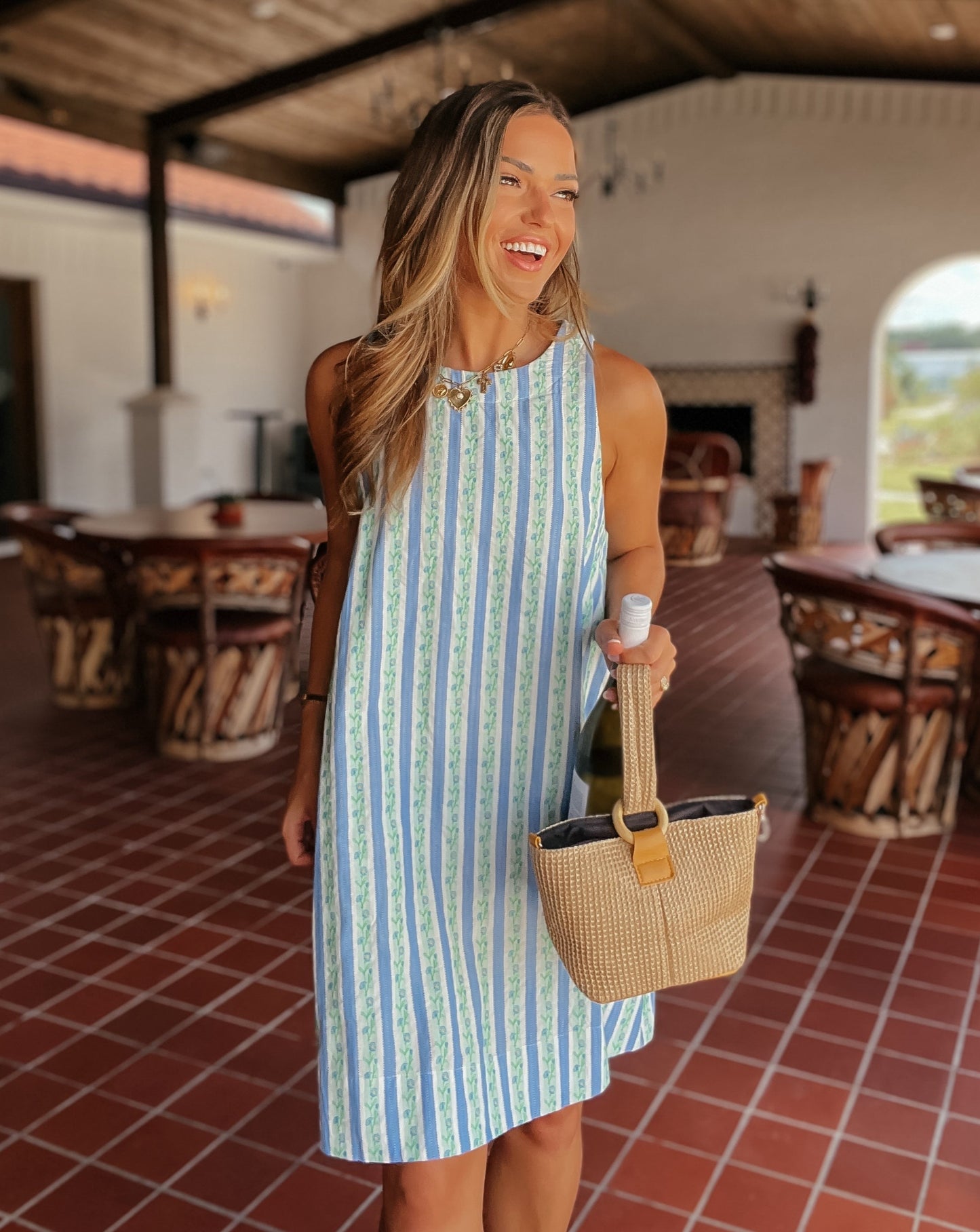 Landon Blue Floral A-Line Dress