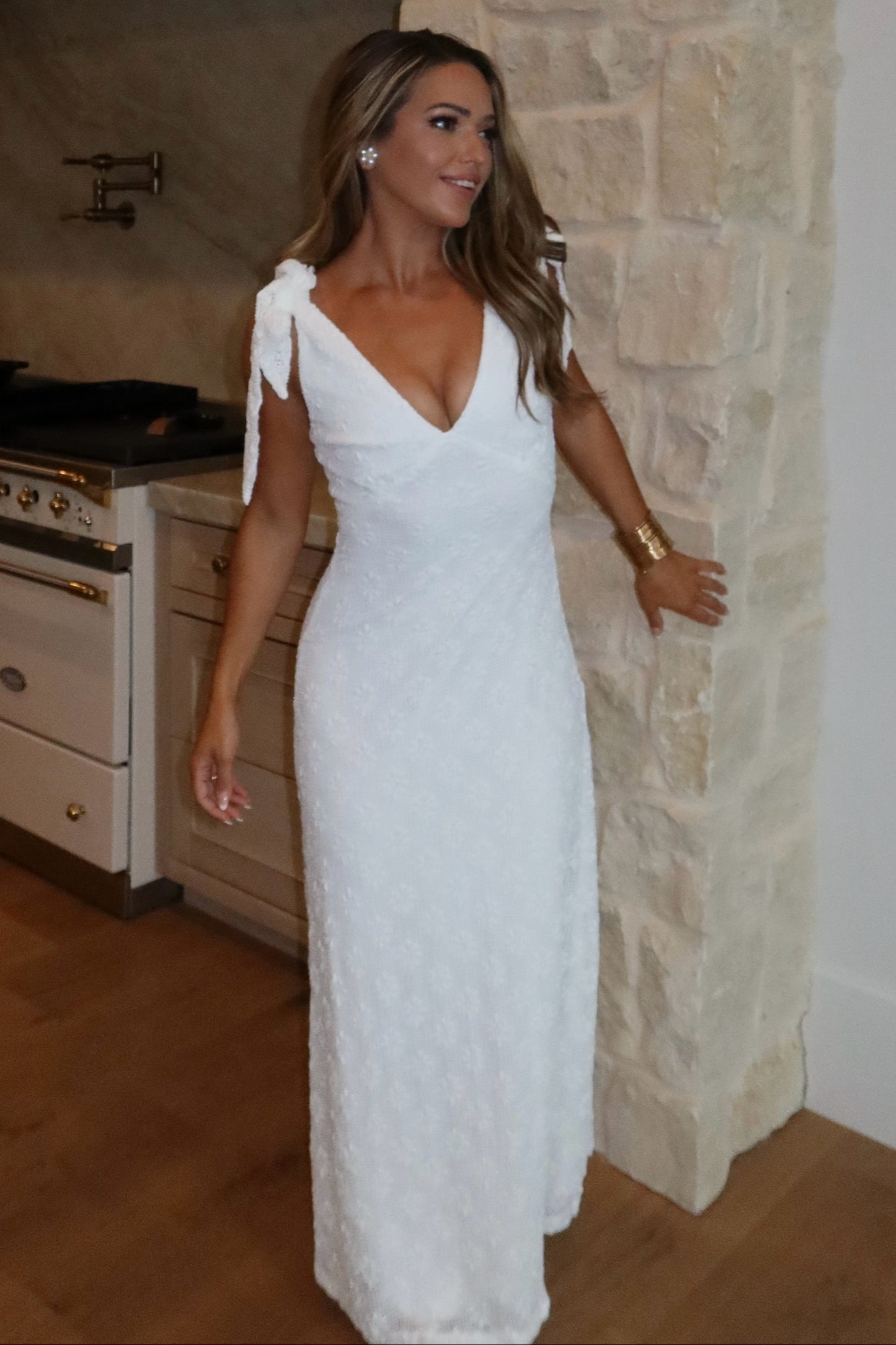 Kayla White Crochet Maxi Dress