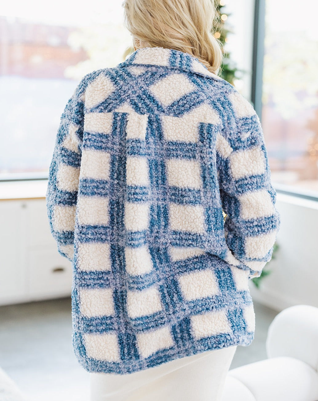 Brady Blue Check Teddy Shacket