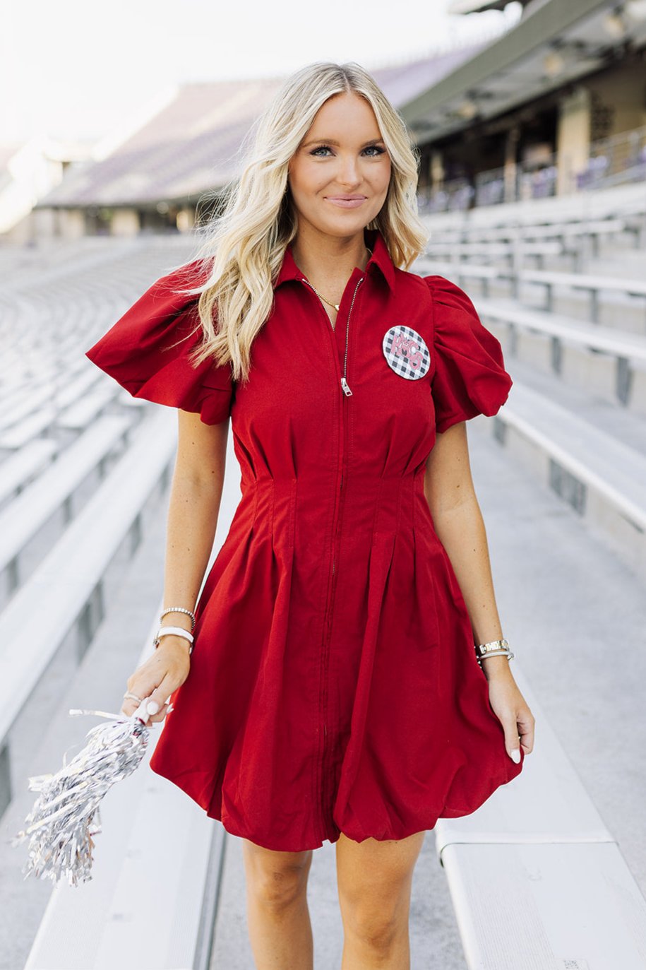 Crimson Bubble Zipper Dress