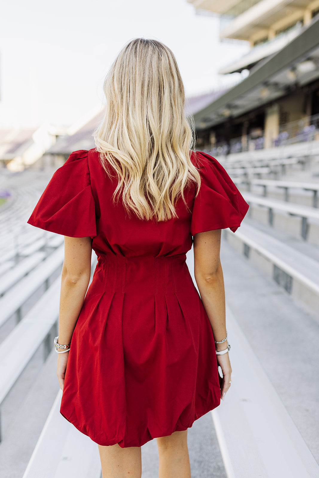Crimson Bubble Zipper Dress