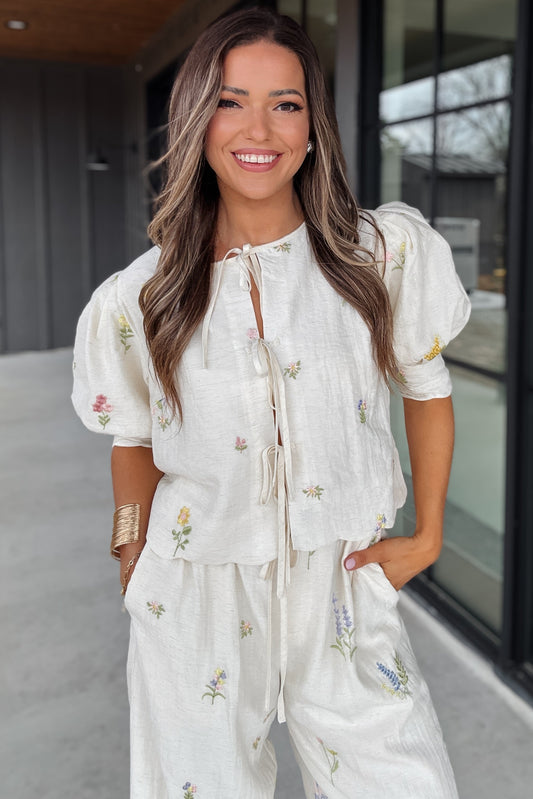 Lucy Cream Floral Pant Set