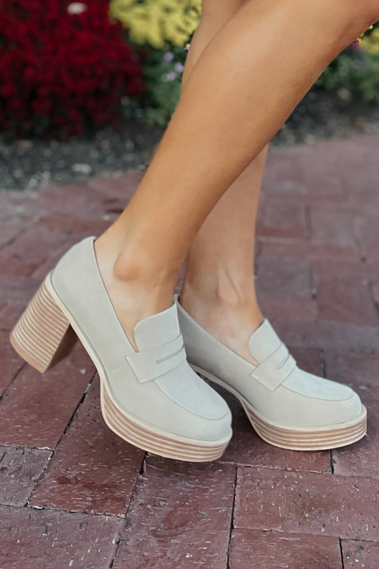 Taupe Platform Penny Loafers