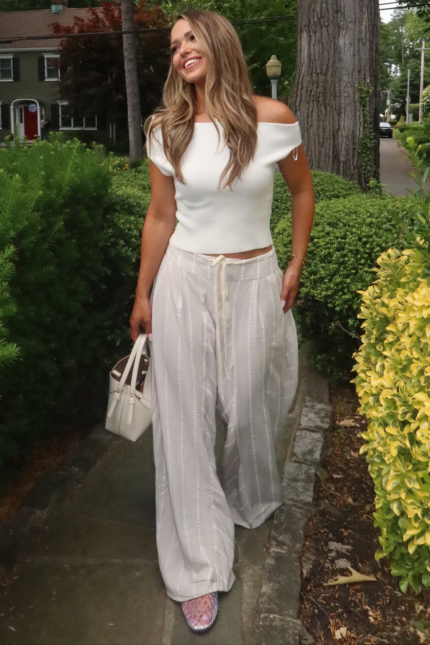 Parker Taupe Striped Pants