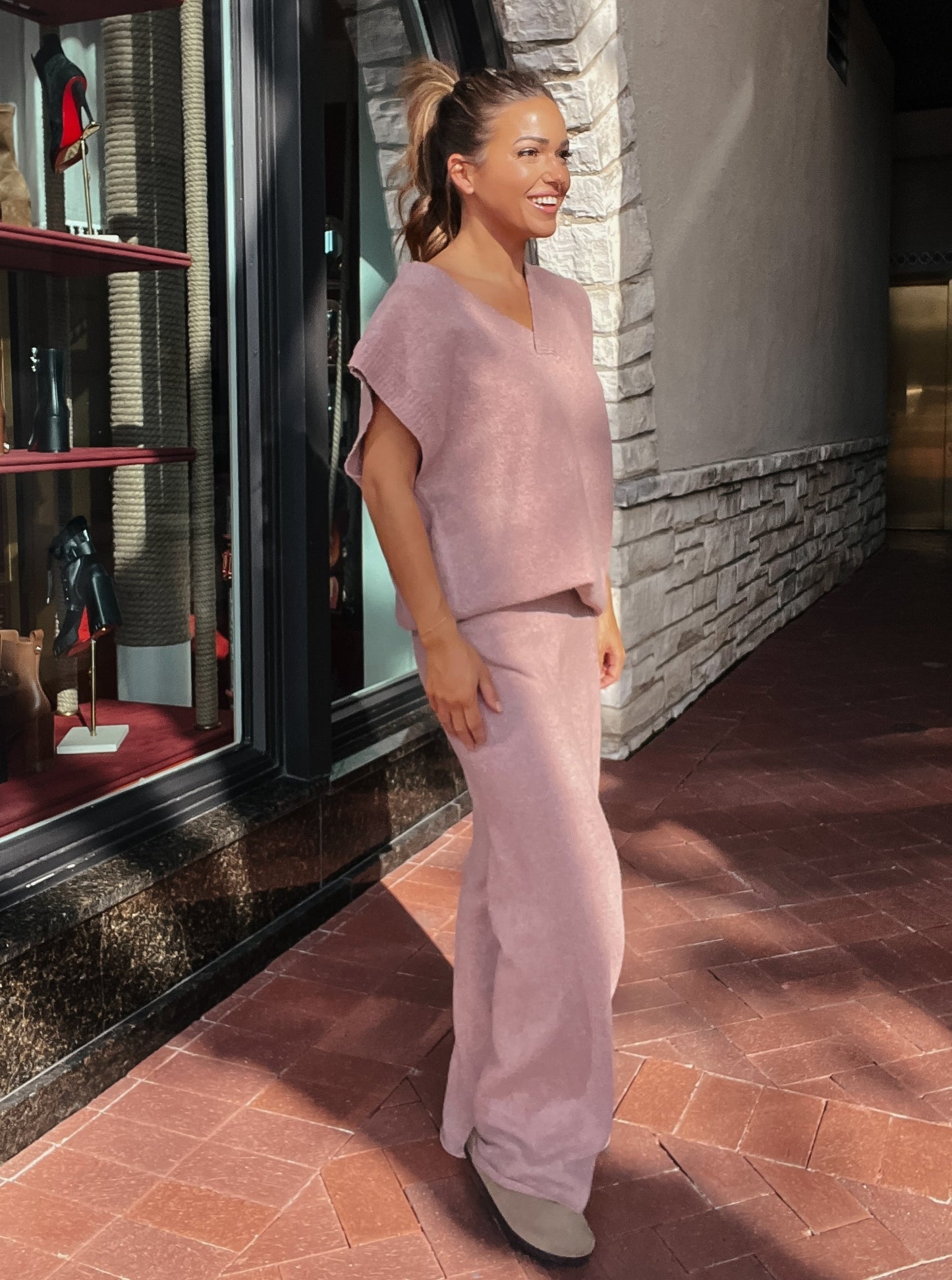 Katie Mauve Long Sweater Pants