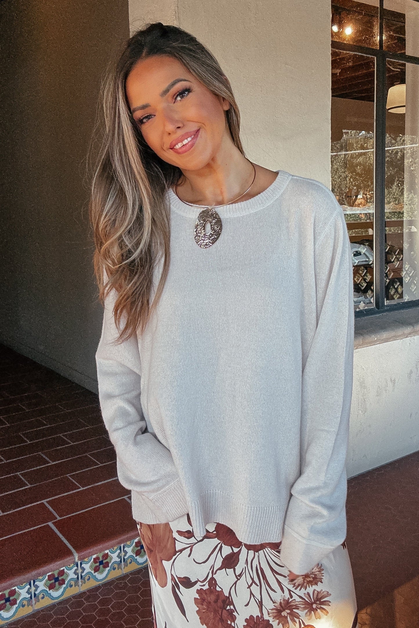 Mabel Long Sleeve Beige Sweater