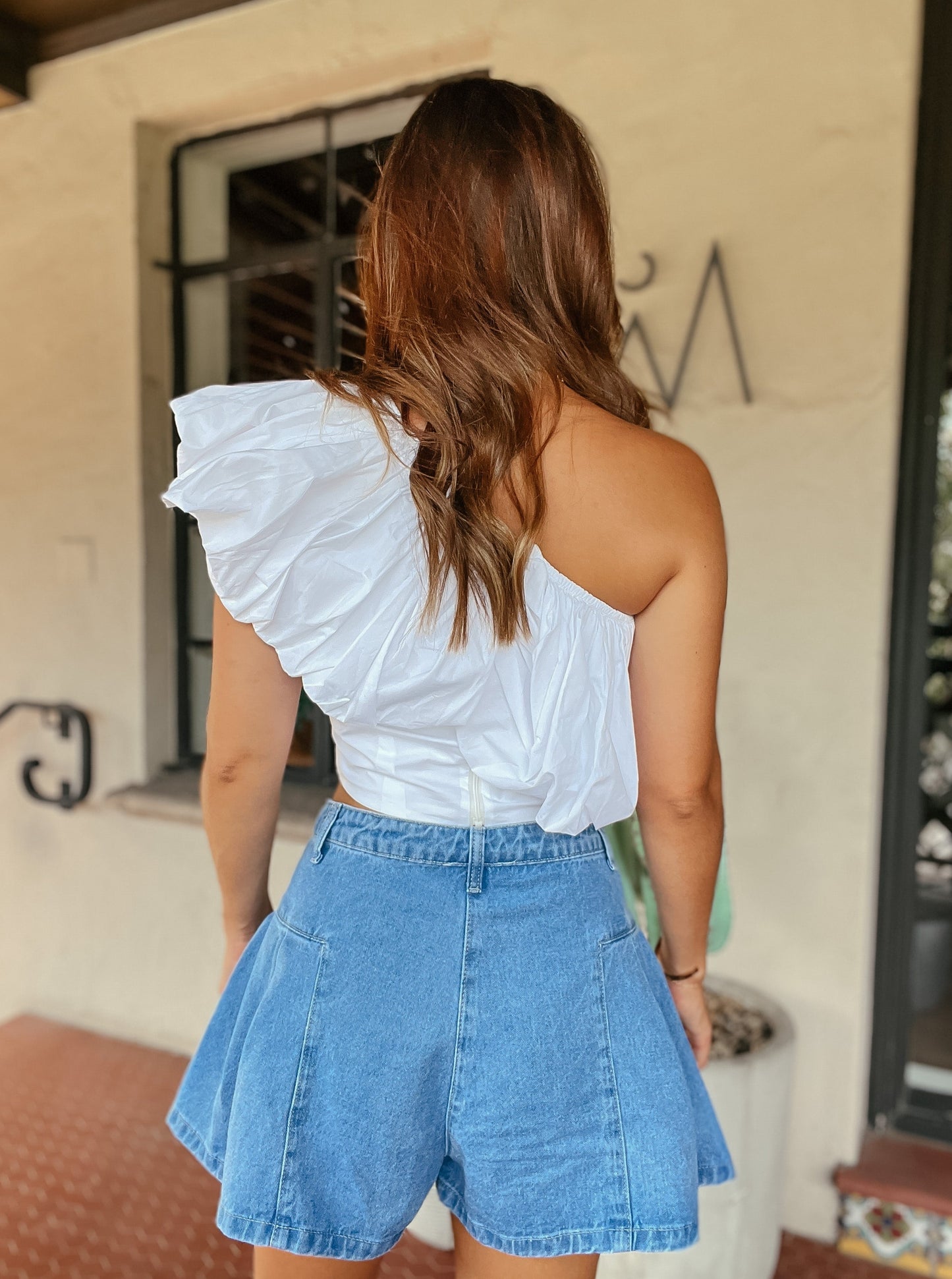 Witt White One Shoulder Crop Top