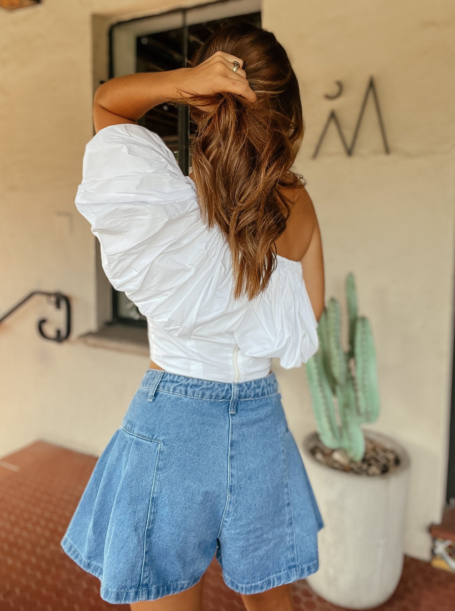 Darling In Denim Pleated Flare Shorts