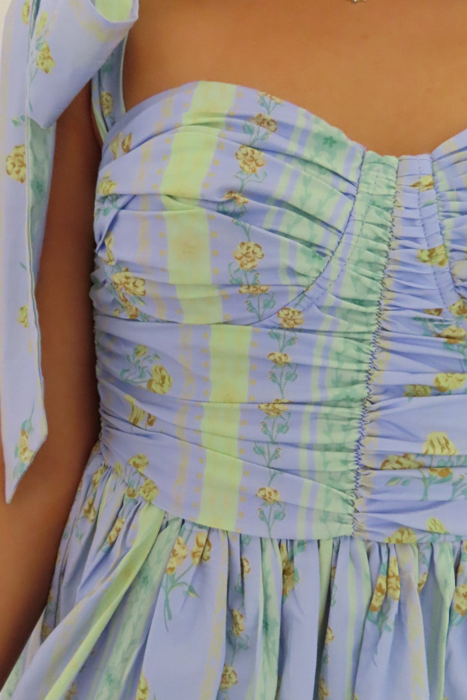 Abby Lavendar Floral Corset Bow-Tie Dress