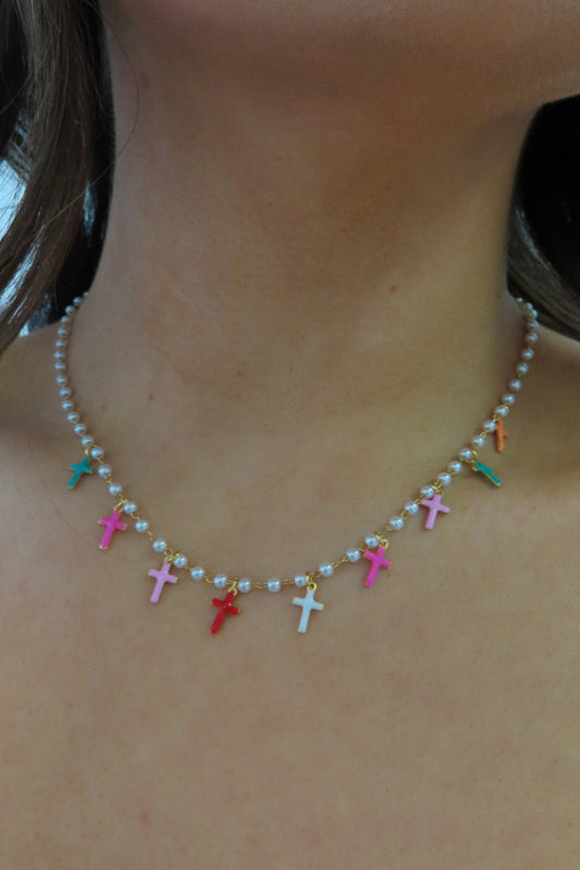 Multi-Color Cross Necklace