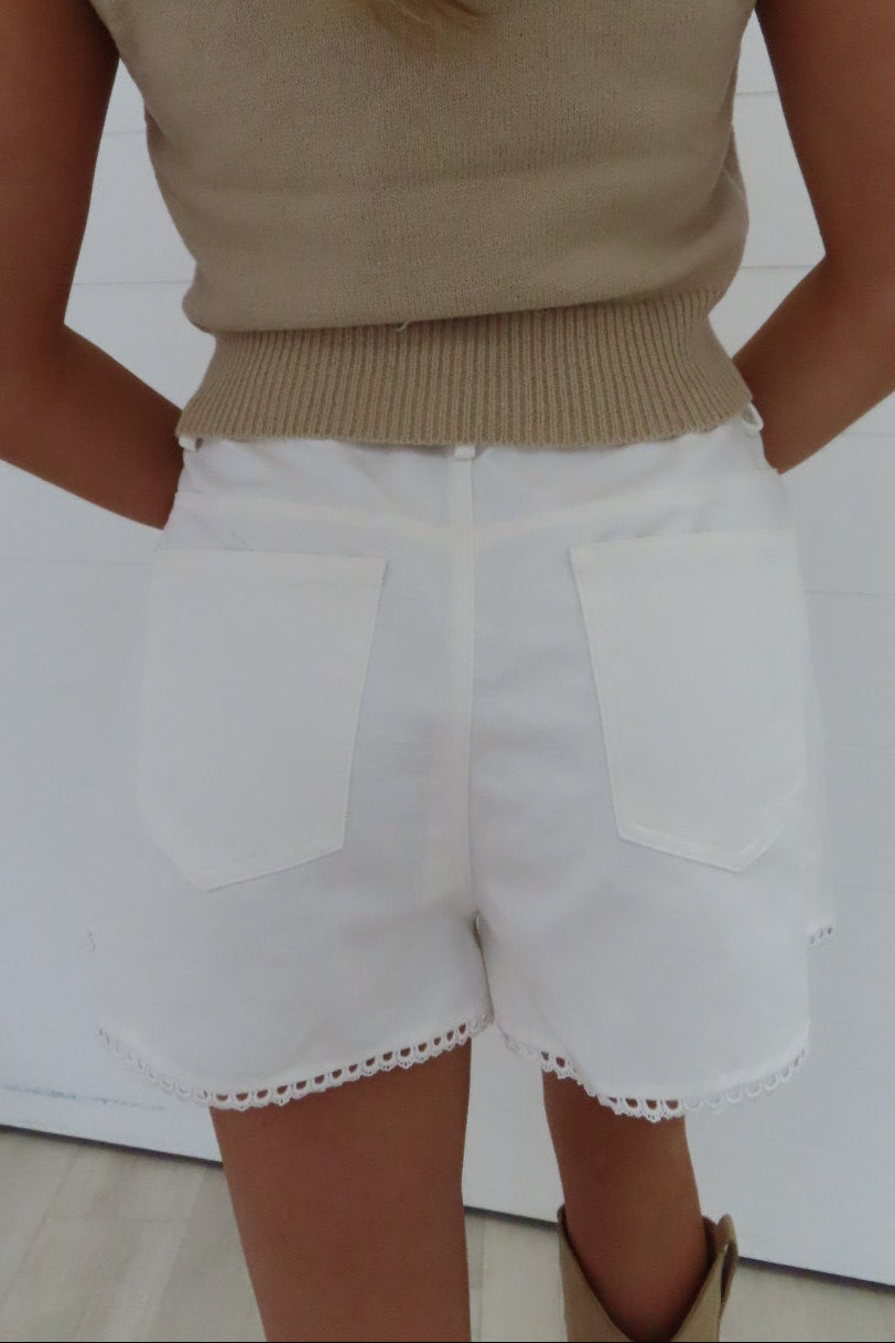 Alex White Denim Scallop Detail Shorts