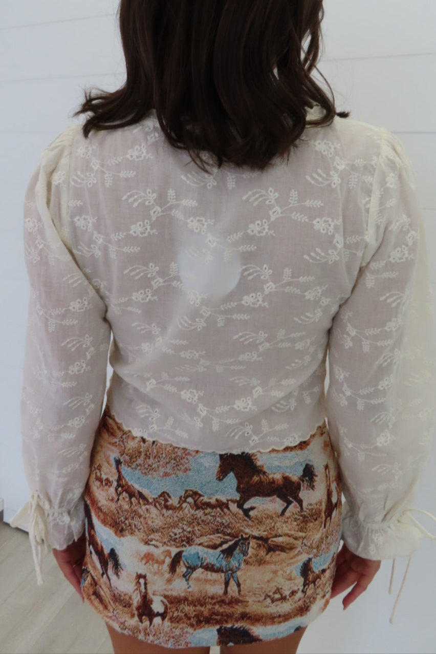 Miley Cream Lace Tie Top