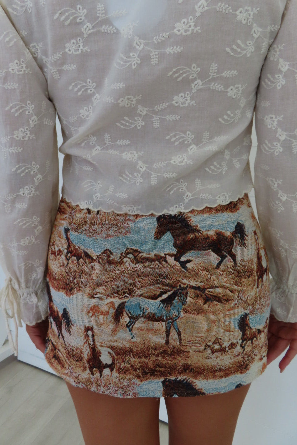 Wild As You Cowgirl Western Horse Print Mini Skirt