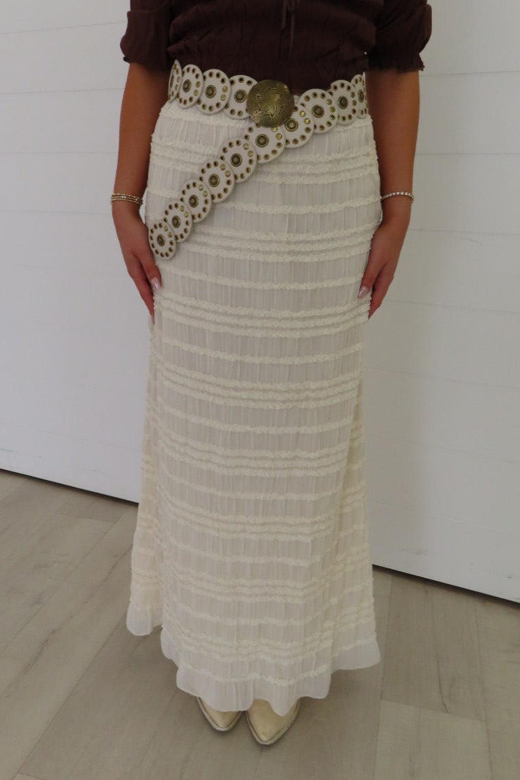 Nala Cream Ruffle Maxi Skirt