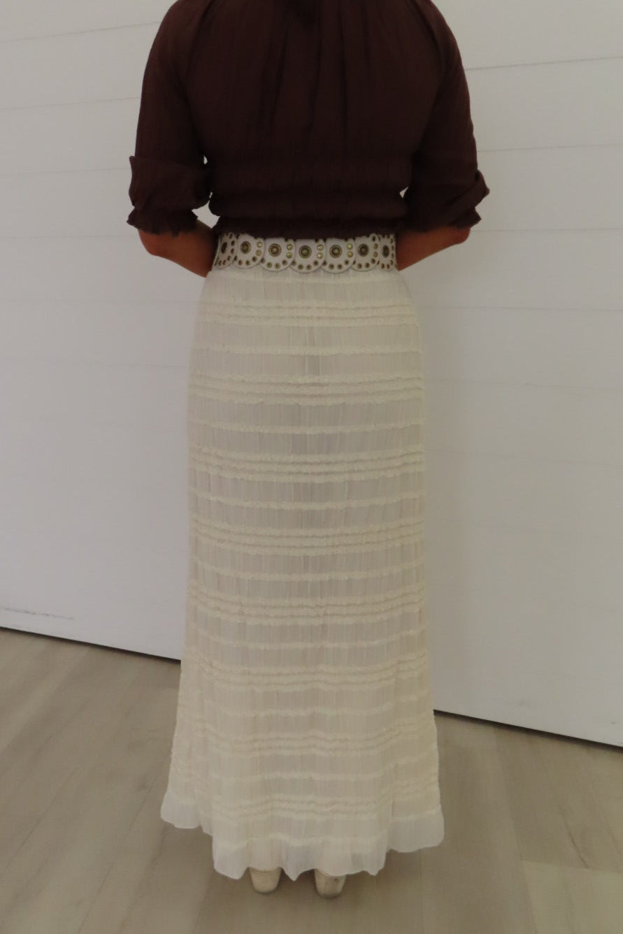 Nala Cream Ruffle Maxi Skirt