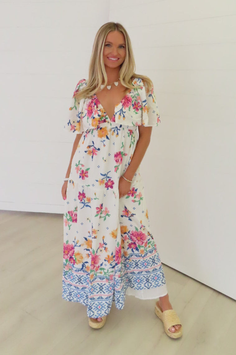 Kari White Floral Maxi Dress
