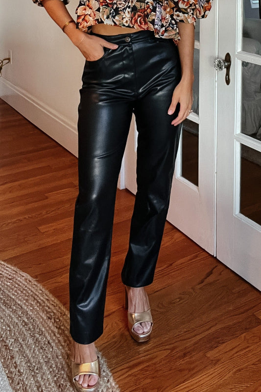 Maya Black Faux Leather Pant | BuddyLove