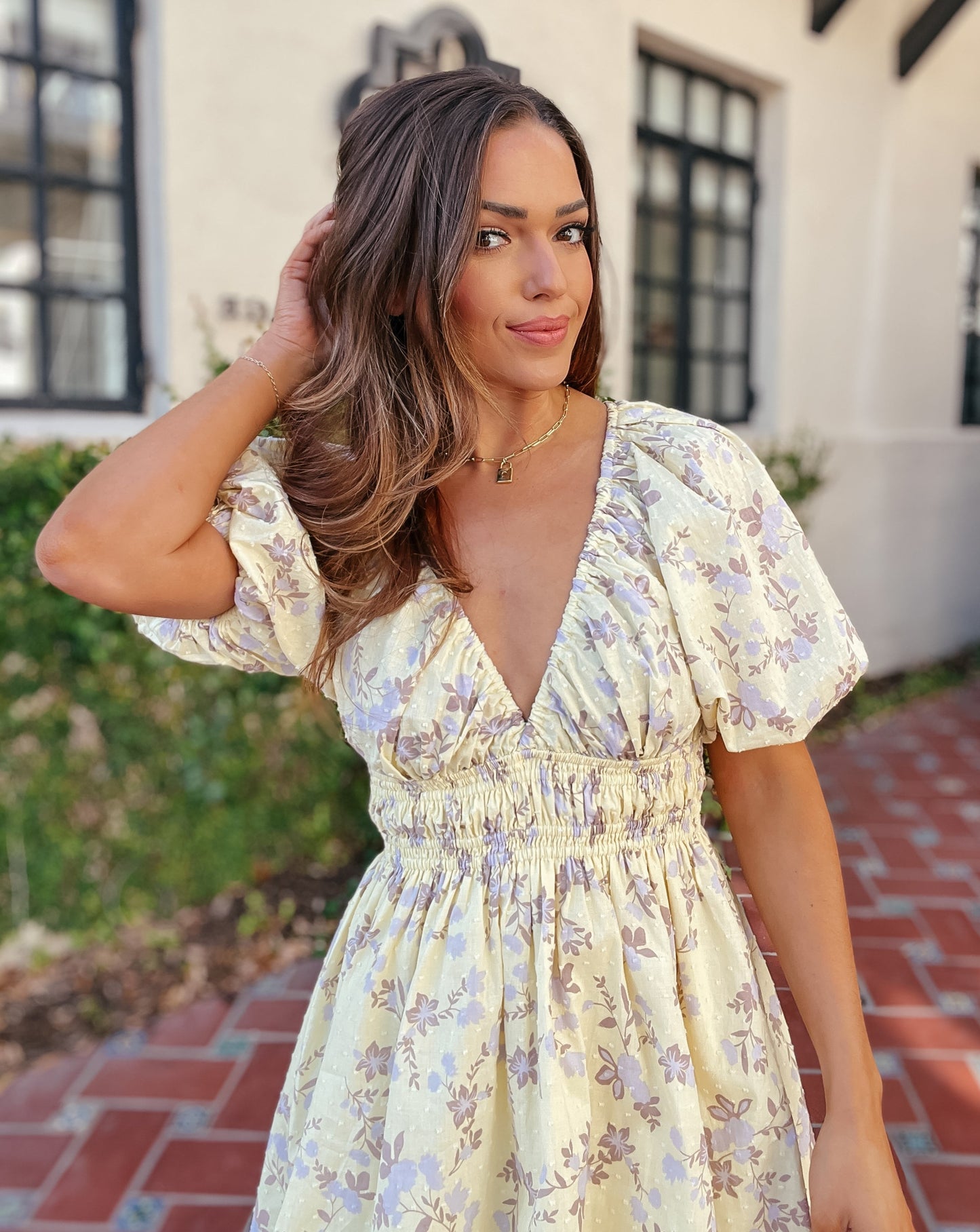 Annie Yellow Floral Puff Sleeve Dress