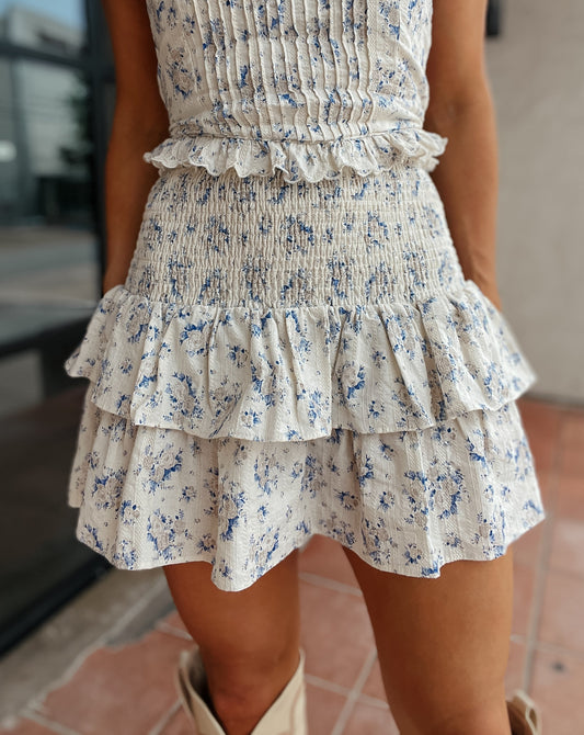 Claire Floral Tiered Ruffle Smocked Skirt