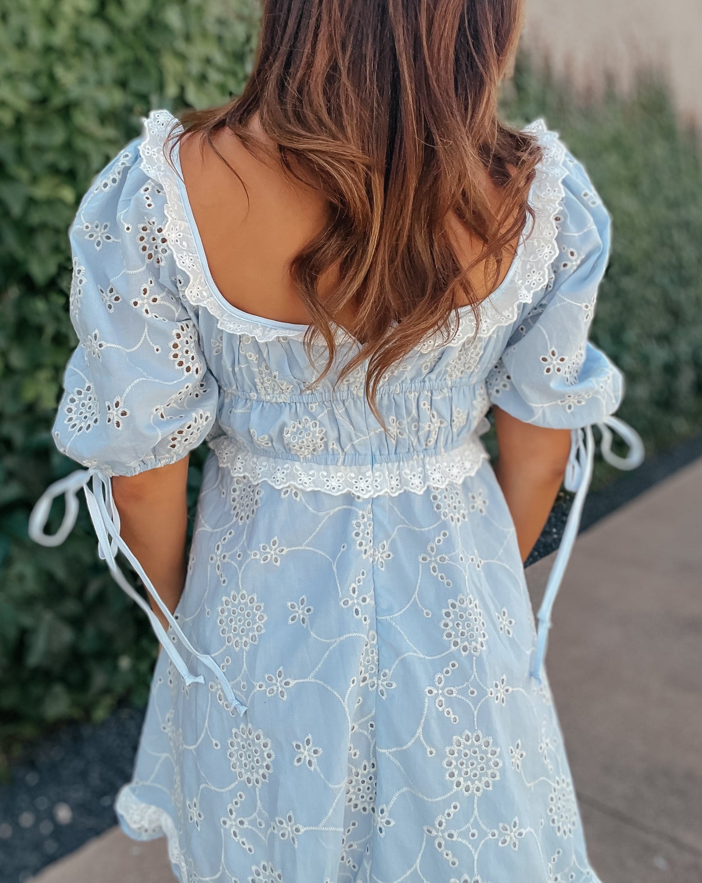 Cora Baby Blue Eyelet Ruffle Mini Dress