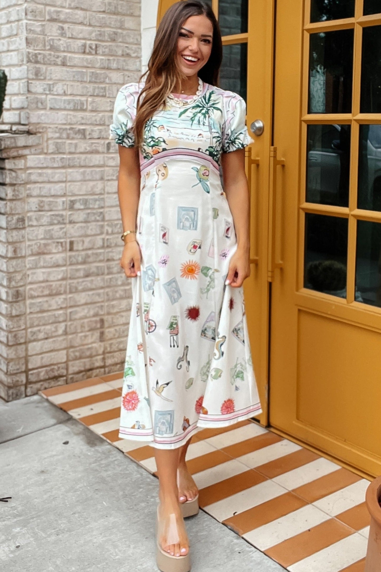 Sippin' in Spain Puff Sleeve Dress