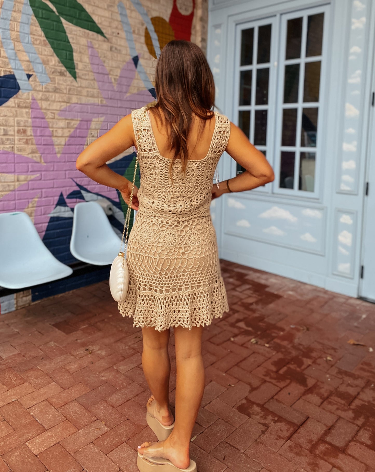 OOO Taupe Crochet Skirt Set