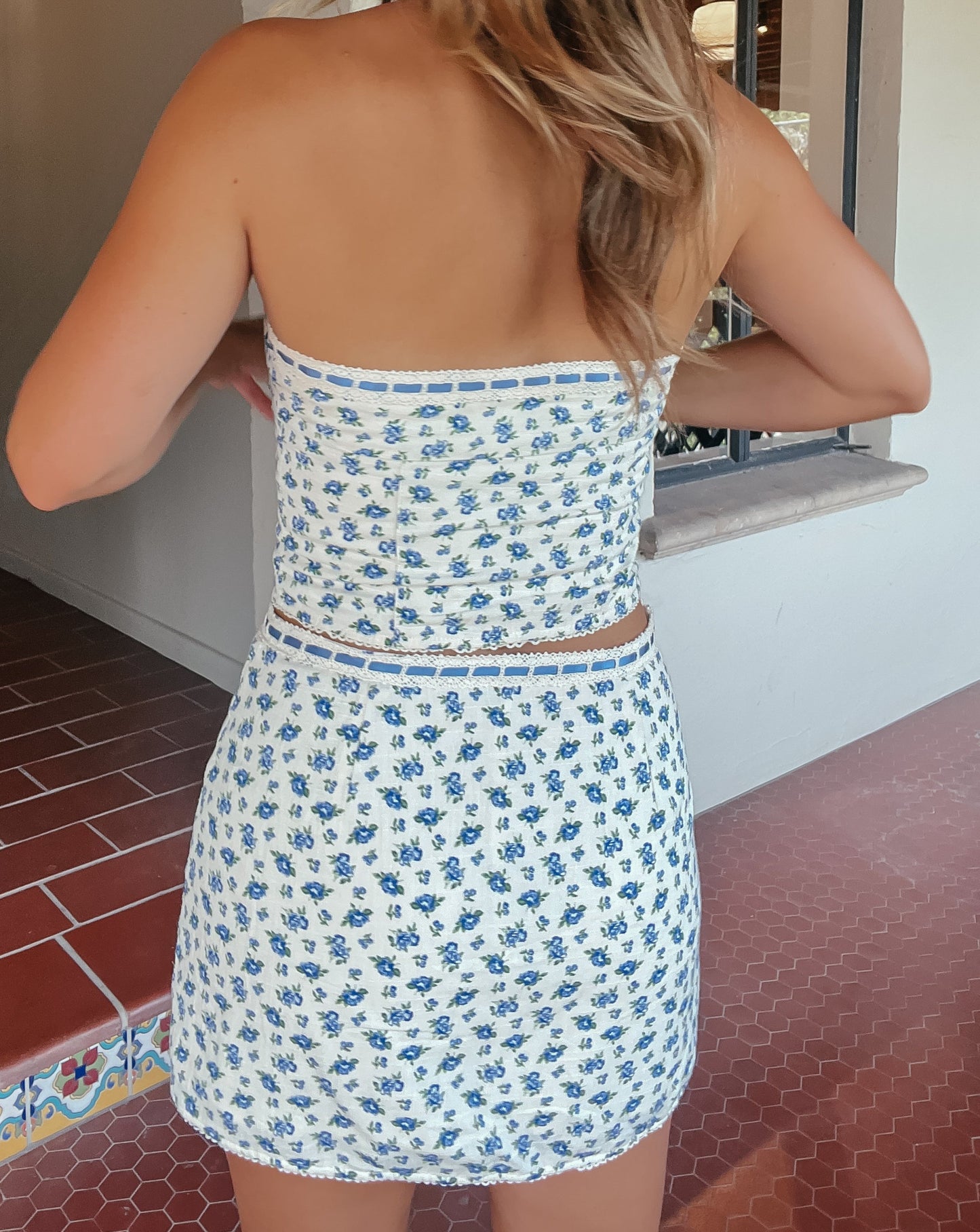Kelsey Floral Satin Ribbon Bustier Top