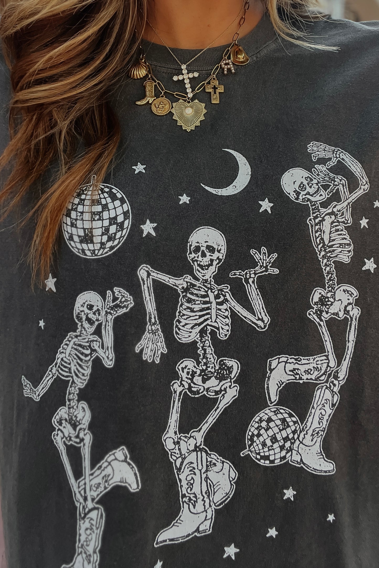 Halloween Dark Grey Dancing Skeleton Tshirt | Comfort Colrs