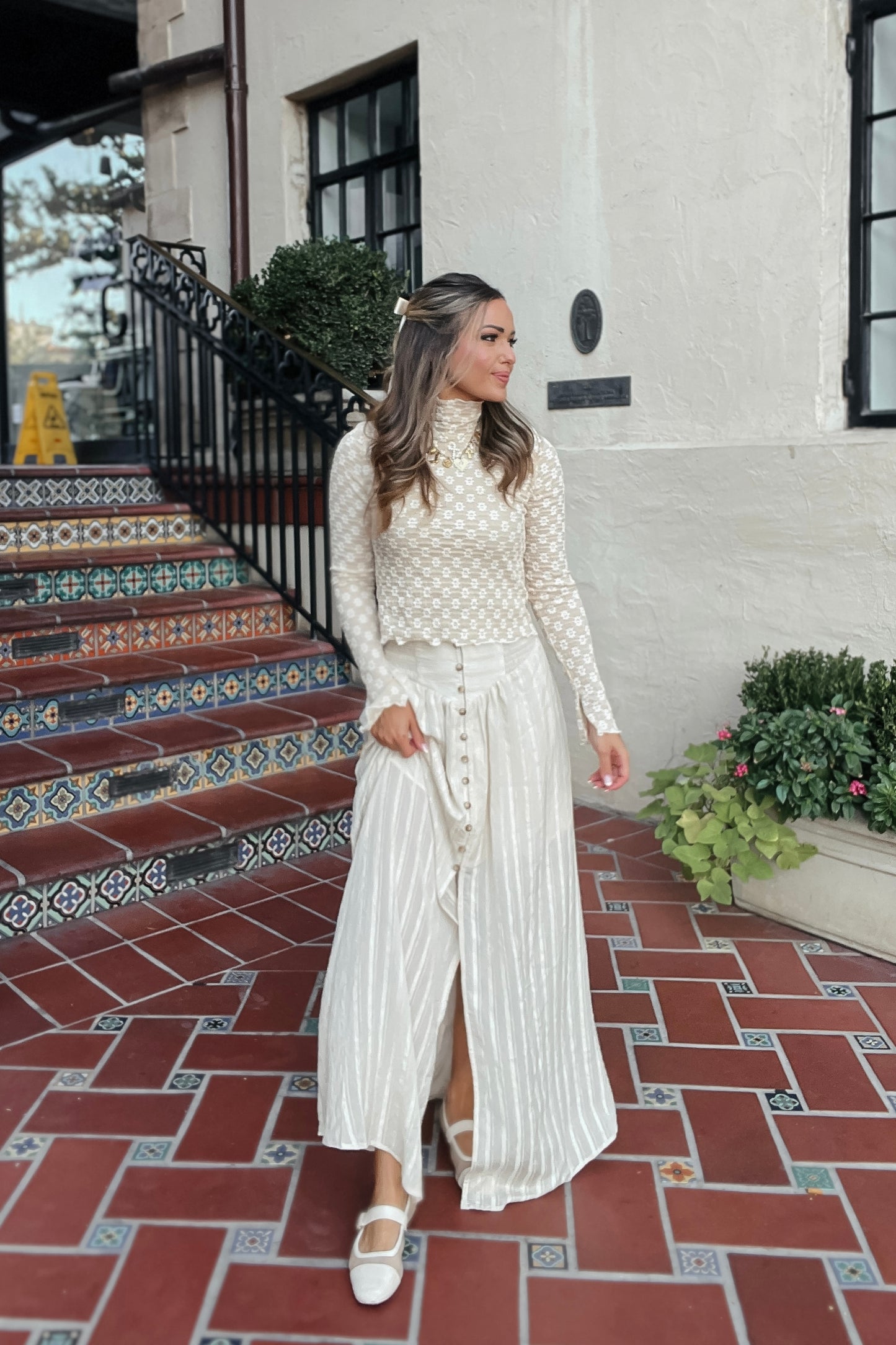 Miley Cream Button Maxi Skirt