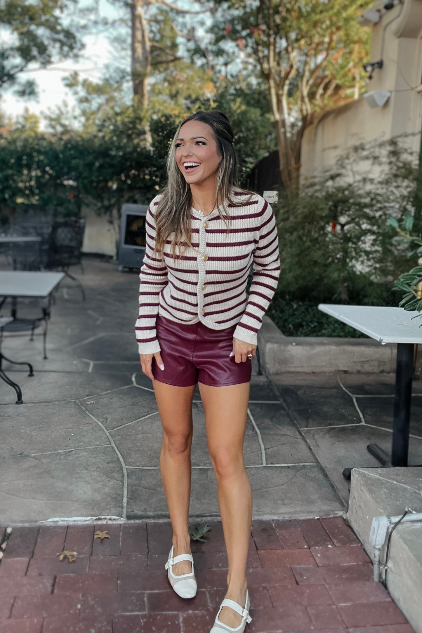Kelly High Waisted Maroon Leather Shorts