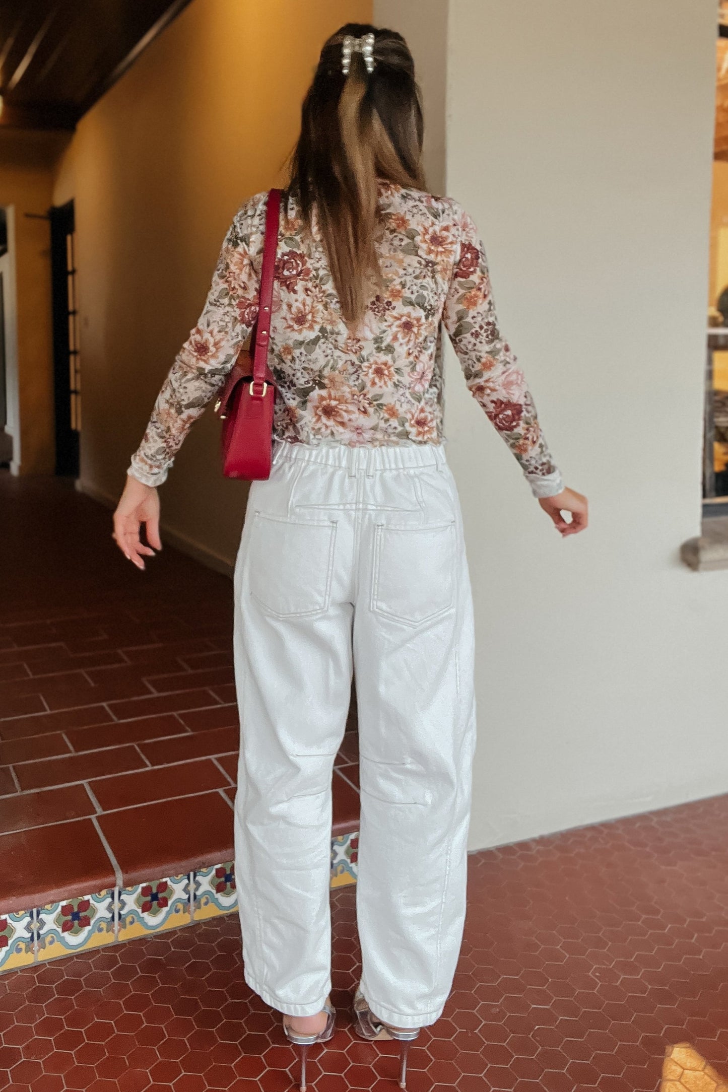 Riley Cream Denim Barrel Jeans