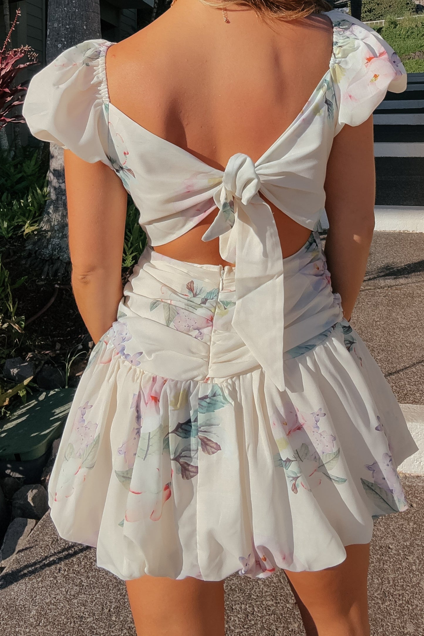 Meet Me In Maui Cream Puff Sleeve Mini Dress