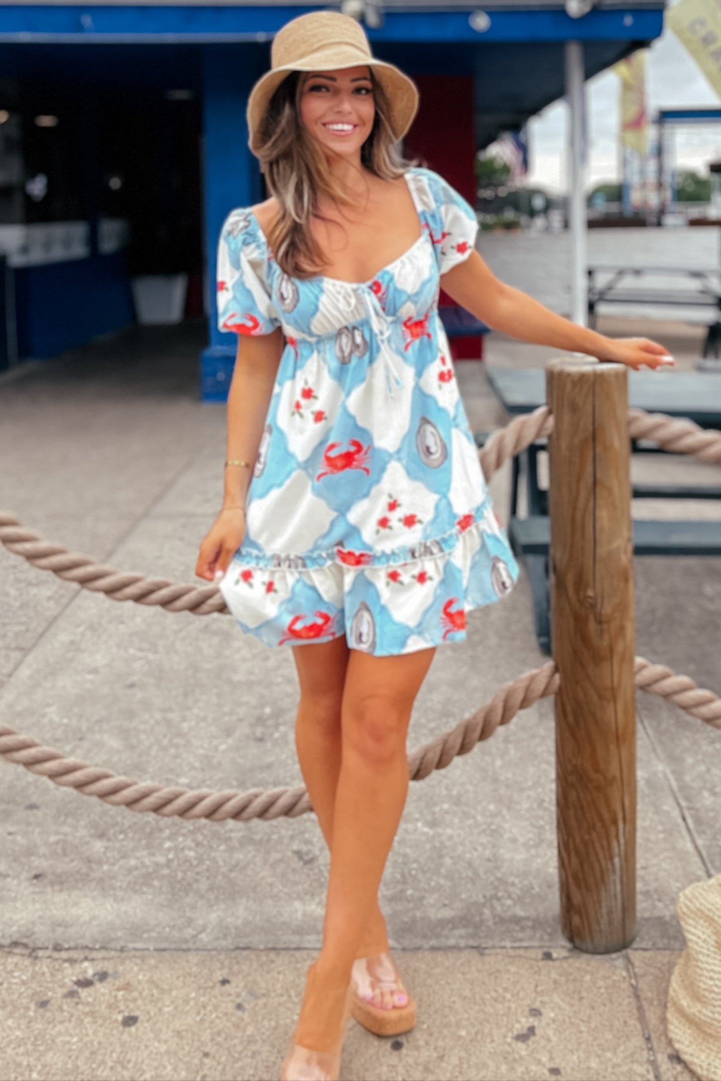 Montauk Crab and Oyster Babydoll Dress