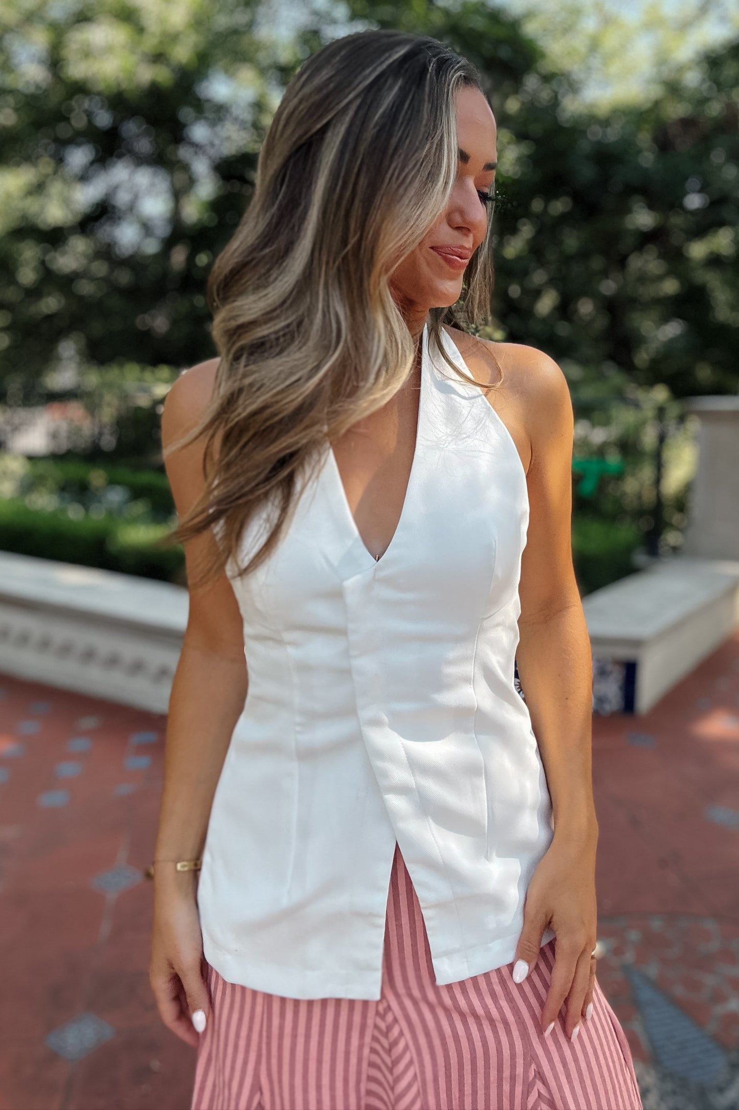 Madison White Halter Vest Top