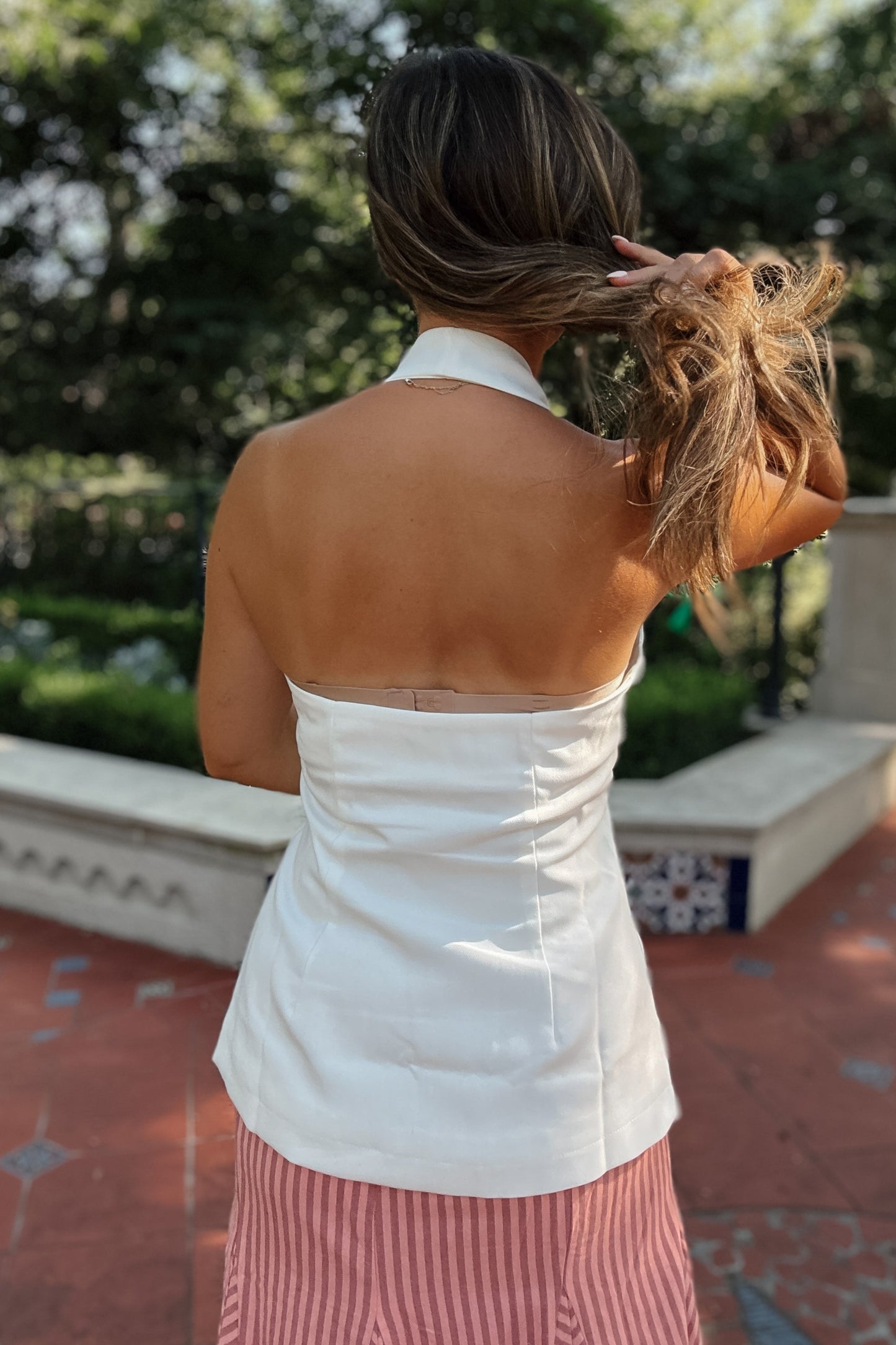 Madison White Halter Vest Top