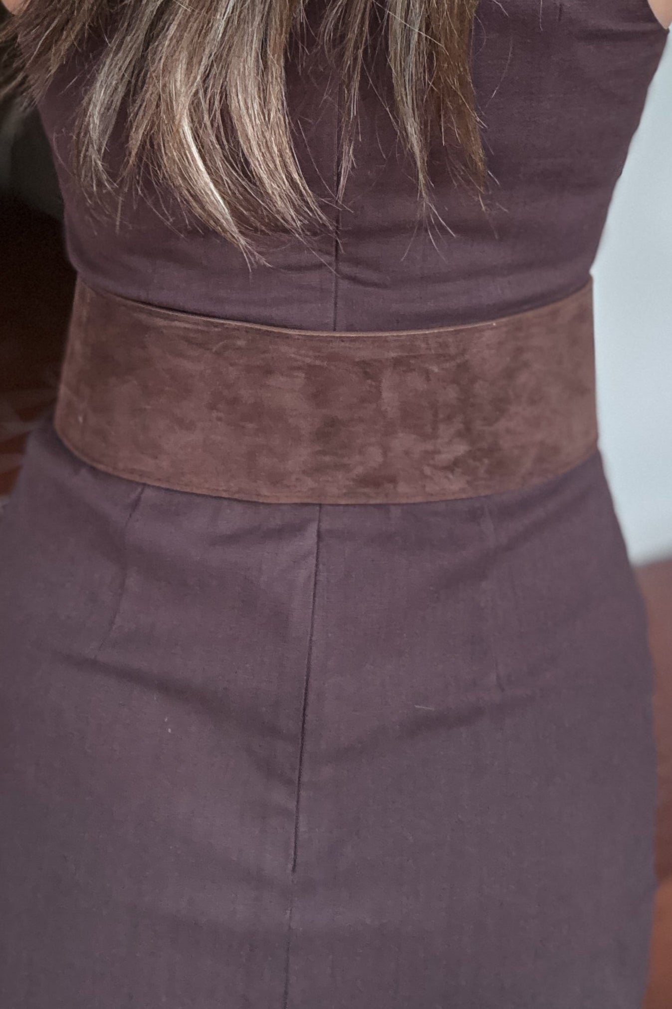 Chocolate Brown Suede Fringe Belt